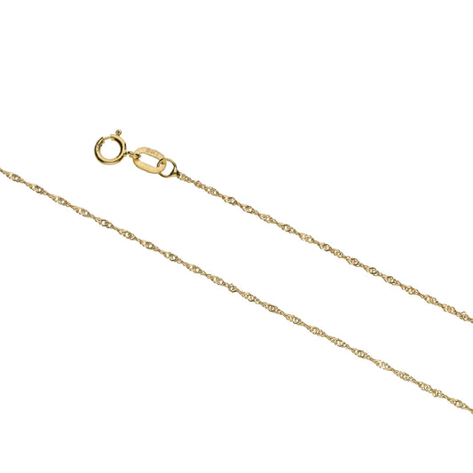 9k Yellow Gold Disco Singapore Link Pendant Chain