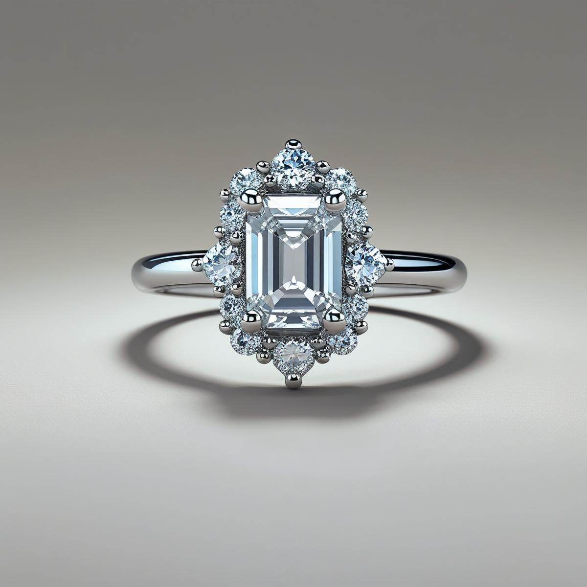 Emerald Diamond Halo Engagement Ring Natural & Lab-Grown Diamonds