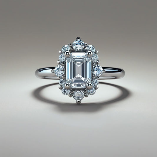 Emerald Diamond Halo Engagement Ring Natural & Lab-Grown Diamonds