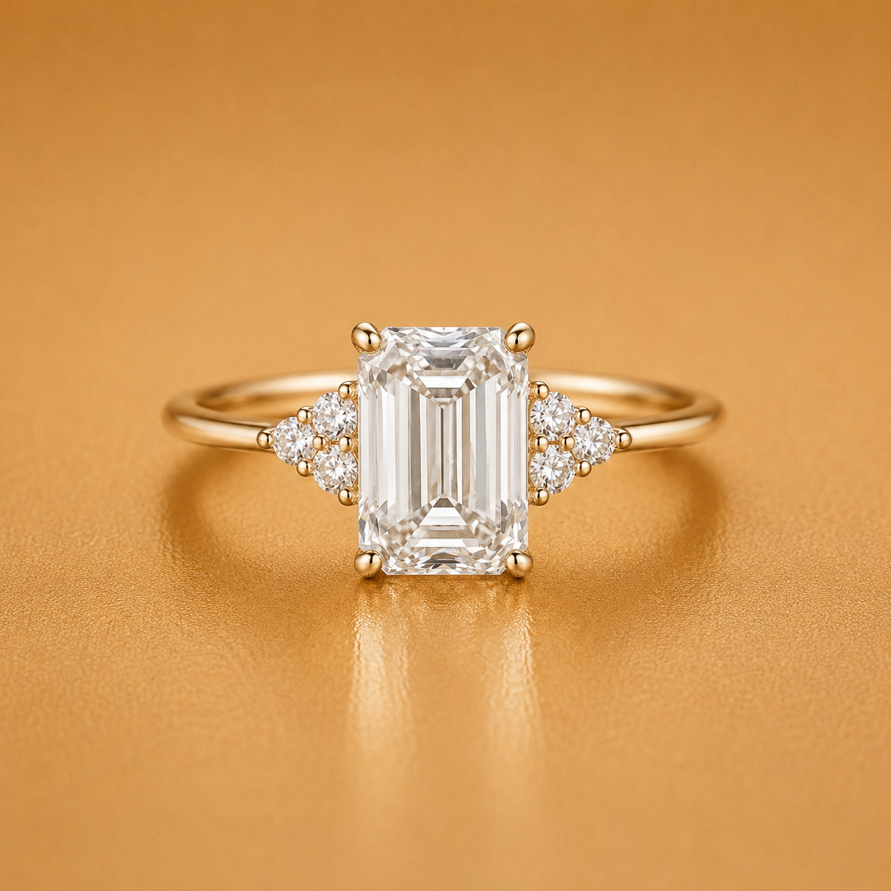 Emerald Diamond with Accents Engagement Ring