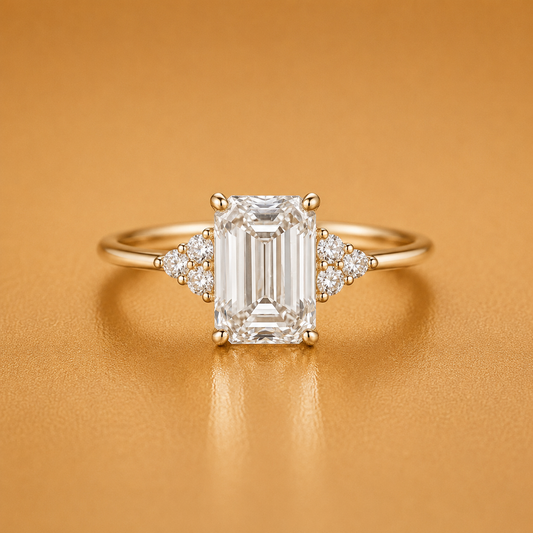 Emerald Diamond with Accents Engagement Ring