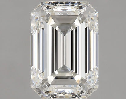3.03ct Emerald Cut Natural Diamond Trilogy Engagement Ring in 9k Gold – GIA Certified