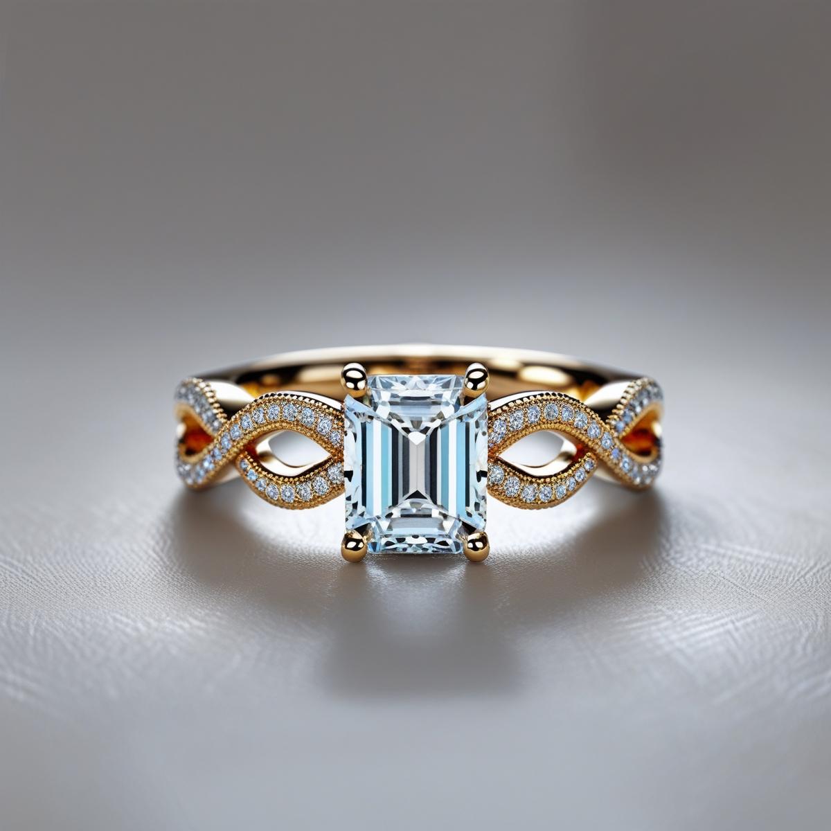 Emerald Natural or Lab-Grown Diamond Twist Accent Engagement Ring