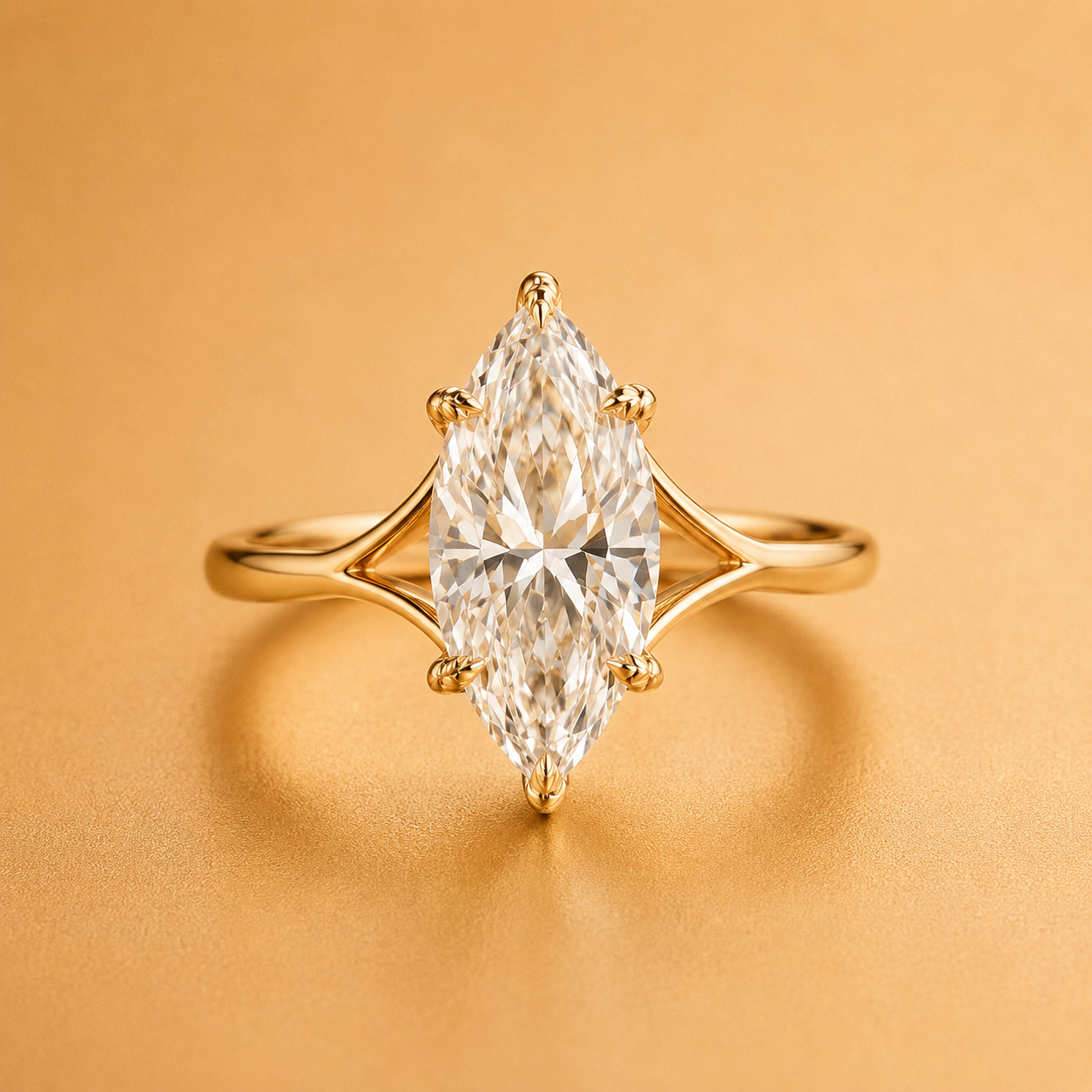 Marquise Diamond Split Band Solitaire Ring