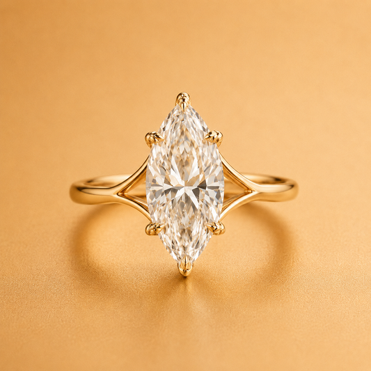 Marquise Diamond Split Band Solitaire Ring