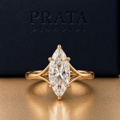 Marquise Diamond Split Band Solitaire Ring