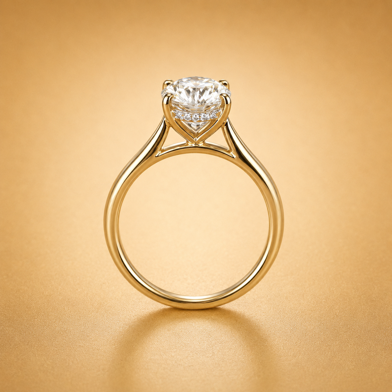 Oval Brilliant Diamond with Hidden Halo Engagement Ring
