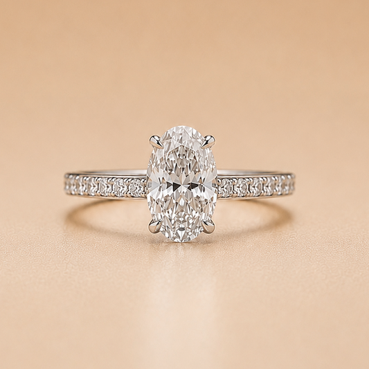 Oval Brilliant Diamond Accent Style Ring