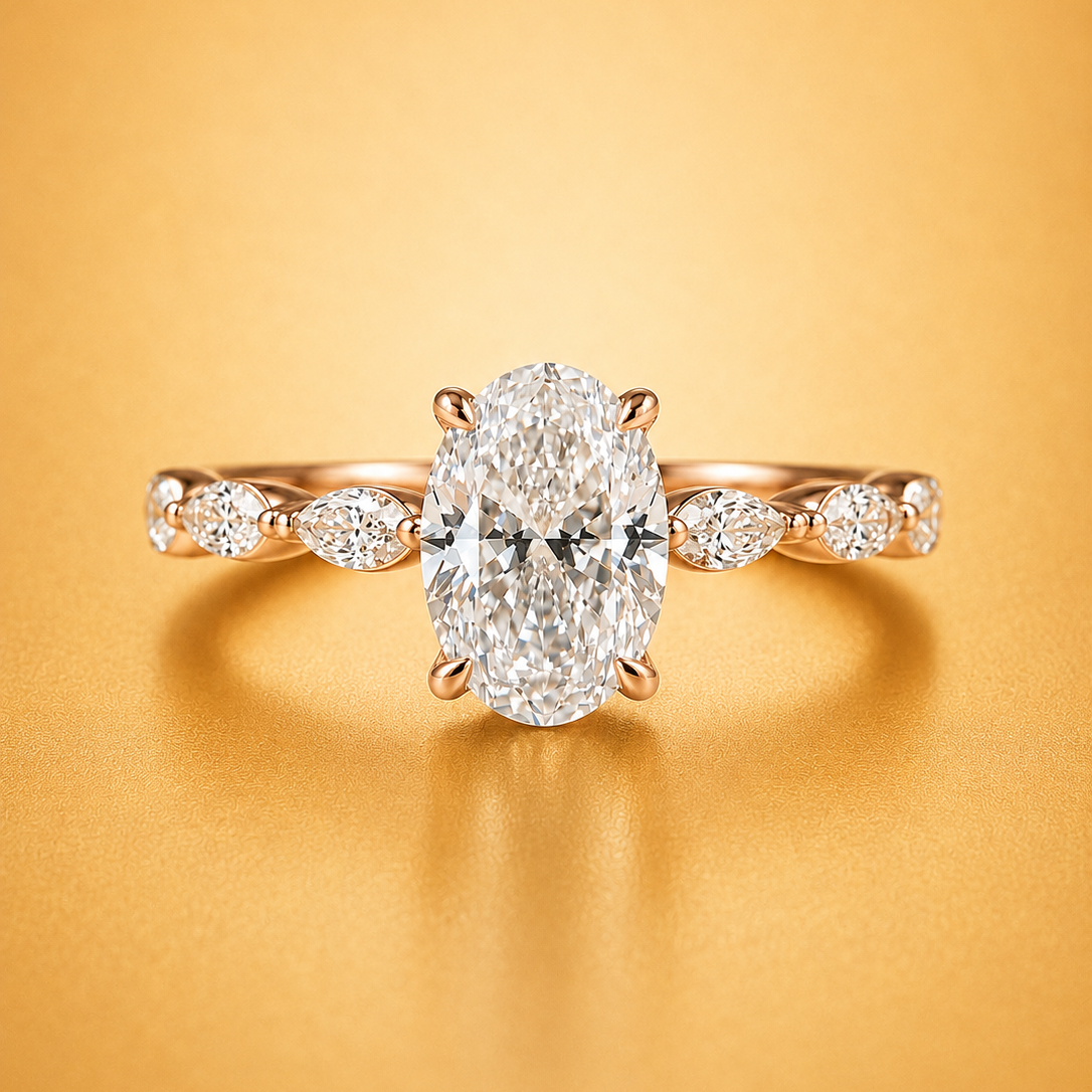 Oval Brilliant & Marquise Diamond Engagement Ring