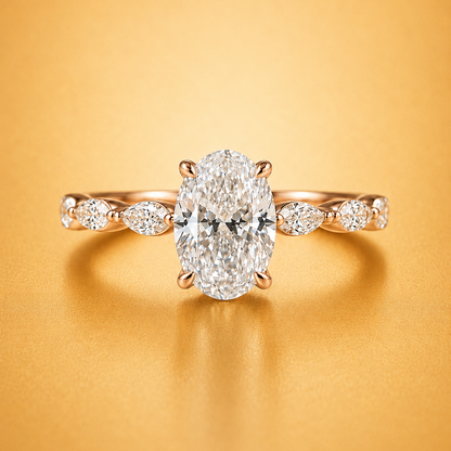 Oval Brilliant & Marquise Diamond Engagement Ring