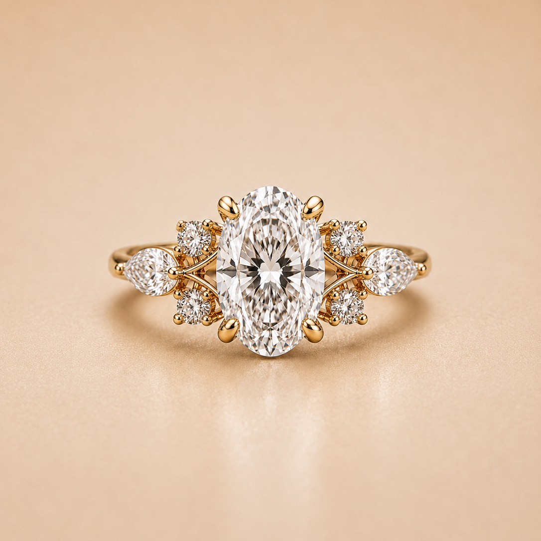 Oval, Marquise & Round Diamond Engagement Ring