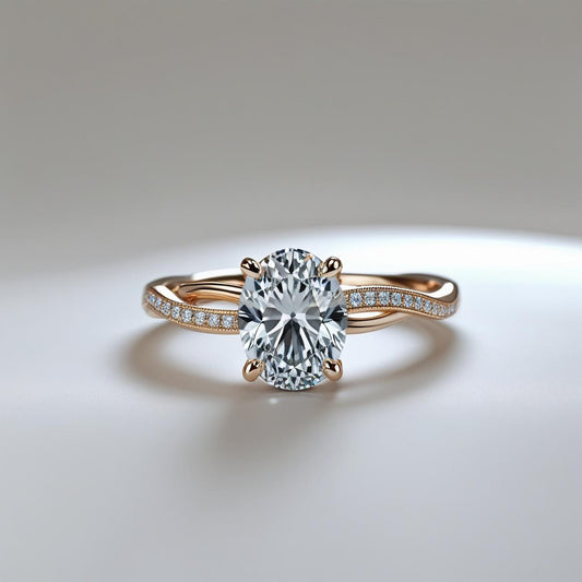 Oval Natural or Lab-Grown Diamond Twist Accent Engagement Ring