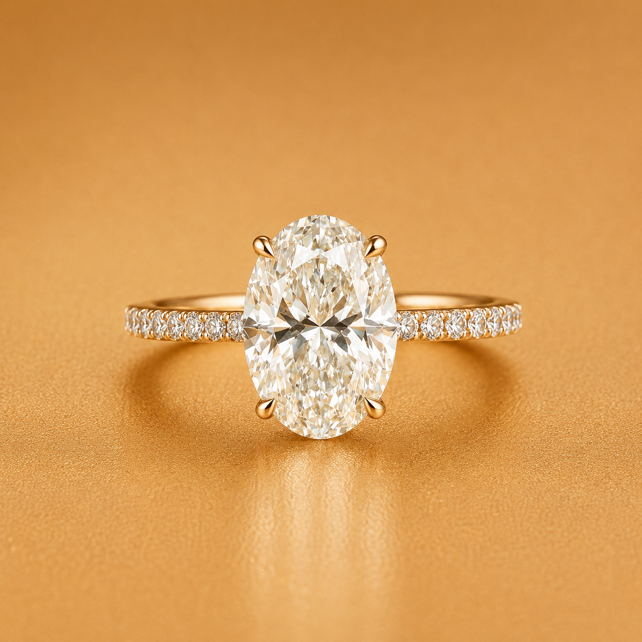Oval & Round Diamond Accent Engagement Ring