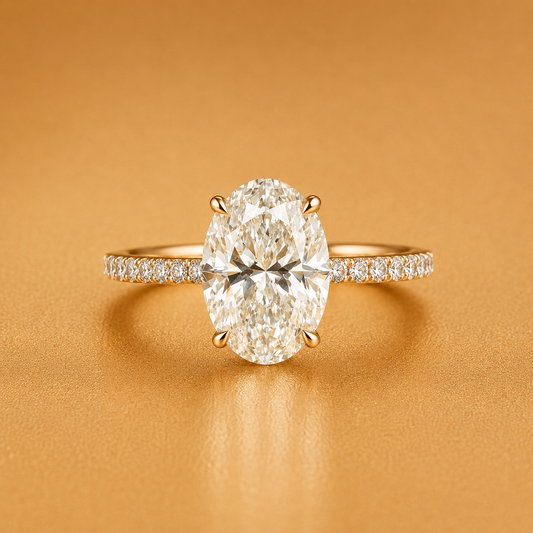 Oval & Round Diamond Accent Engagement Ring