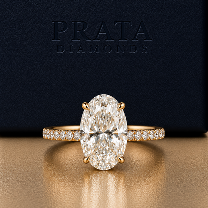 Oval & Round Diamond Accent Engagement Ring