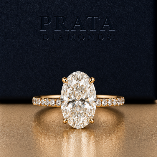 Oval & Round Diamond Accent Engagement Ring