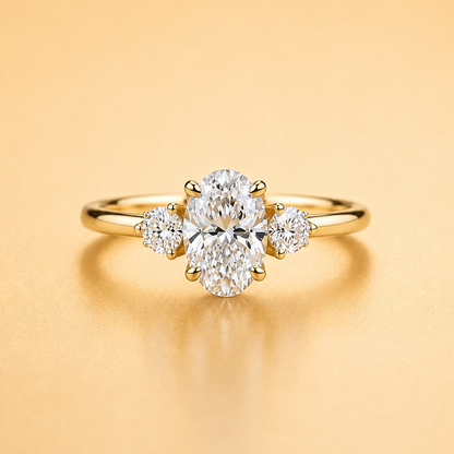 Oval & Round Brilliant Diamond Trilogy Ring