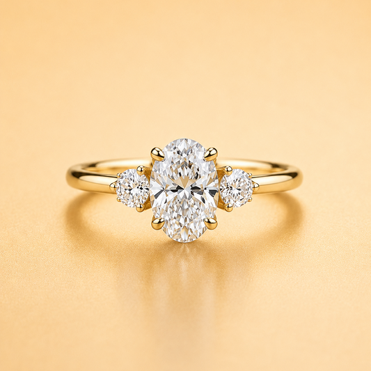 Oval & Round Brilliant Diamond Trilogy Ring