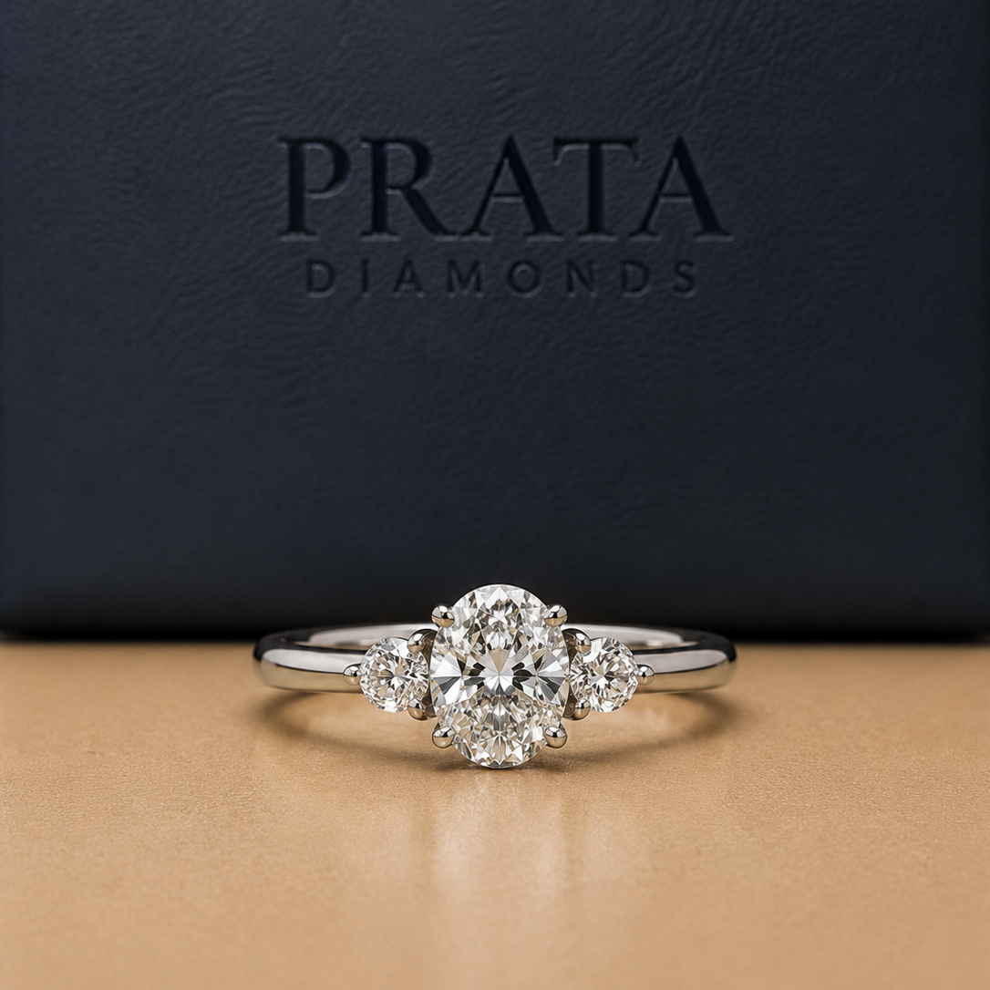 Oval & Round Brilliant Diamond Trilogy Ring