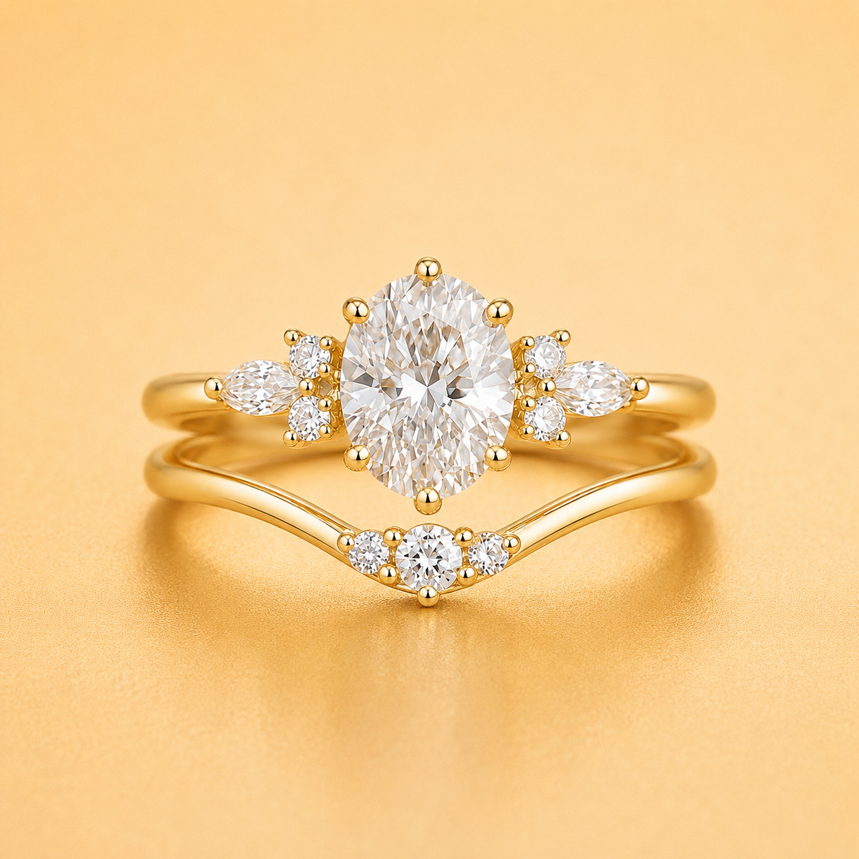 Oval, Round, & Marquise Diamond Bridal Set