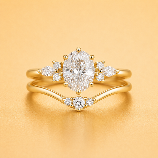 Oval, Round, & Marquise Diamond Bridal Set