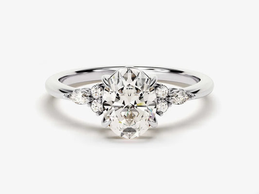 Oval, Marquise & Round Diamond Engagement Ring - GRA Certified