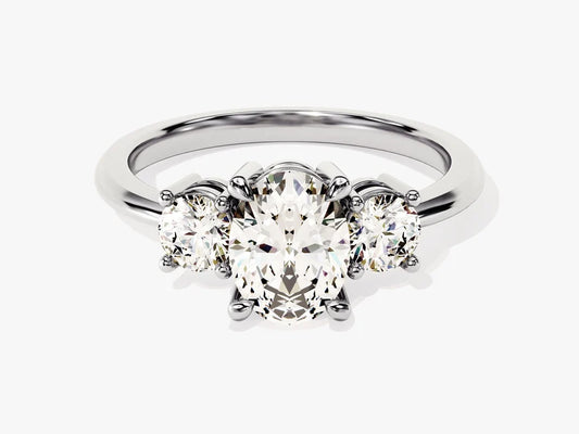 Oval & Round Diamond Trilogy Engagement Ring - GRA Certified