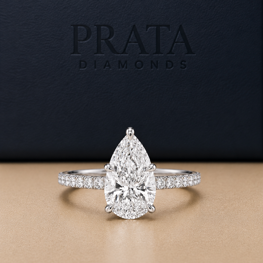 Pear Diamond Accent Solitaire Engagement Ring