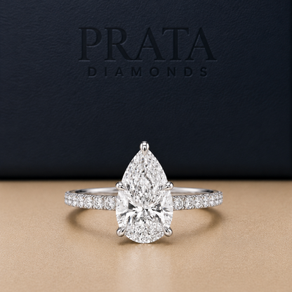 Pear Diamond Accent Solitaire Engagement Ring