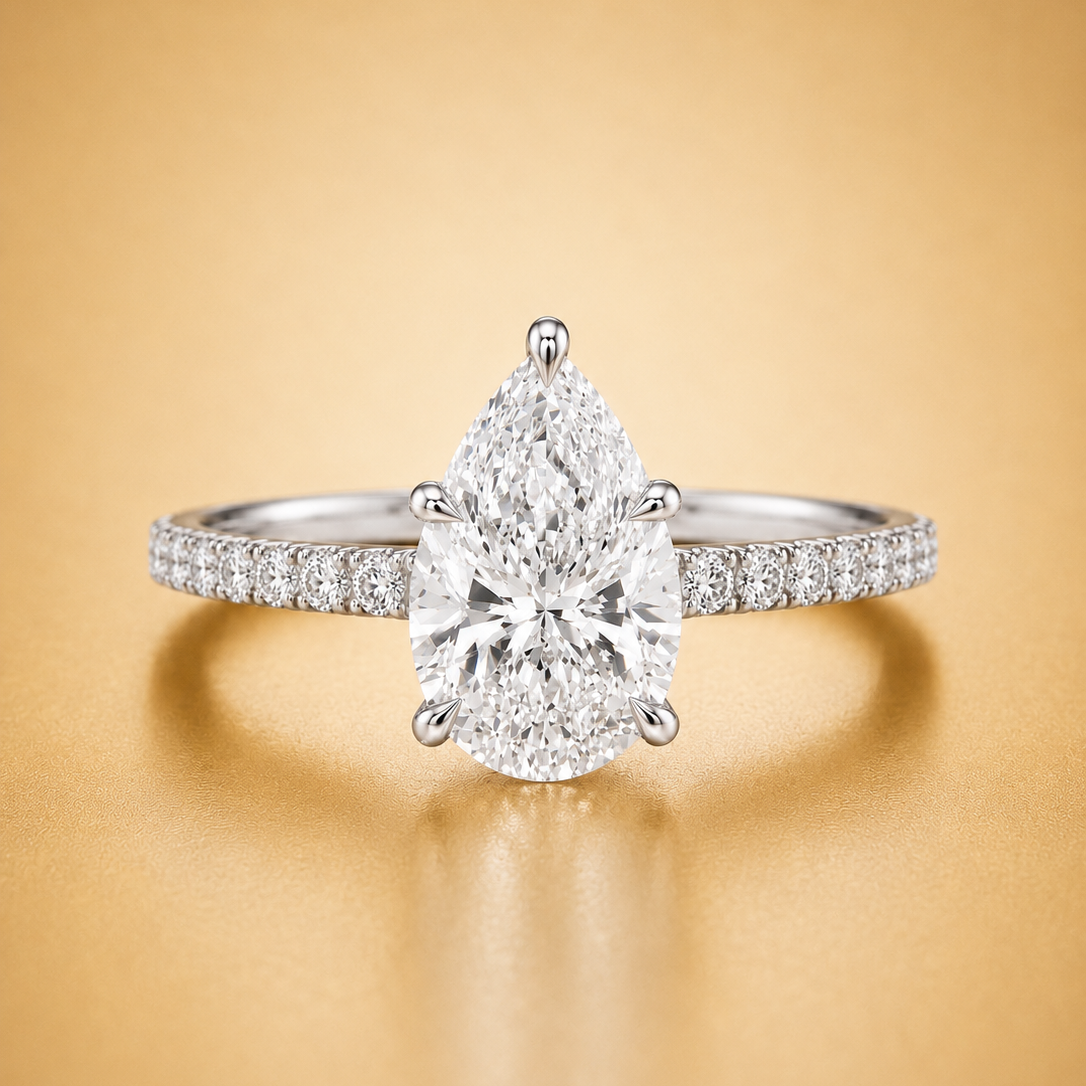 Pear Diamond Accent Solitaire Engagement Ring