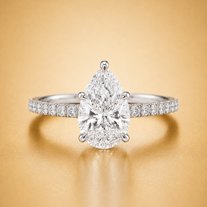 Pear Diamond Accent Solitaire Engagement Ring
