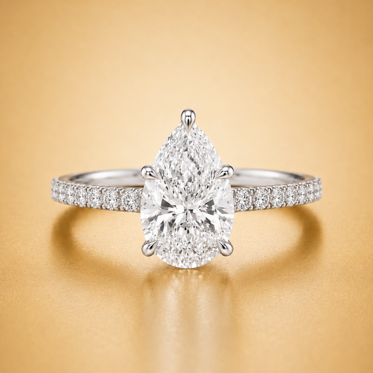 Pear Diamond Accent Solitaire Engagement Ring