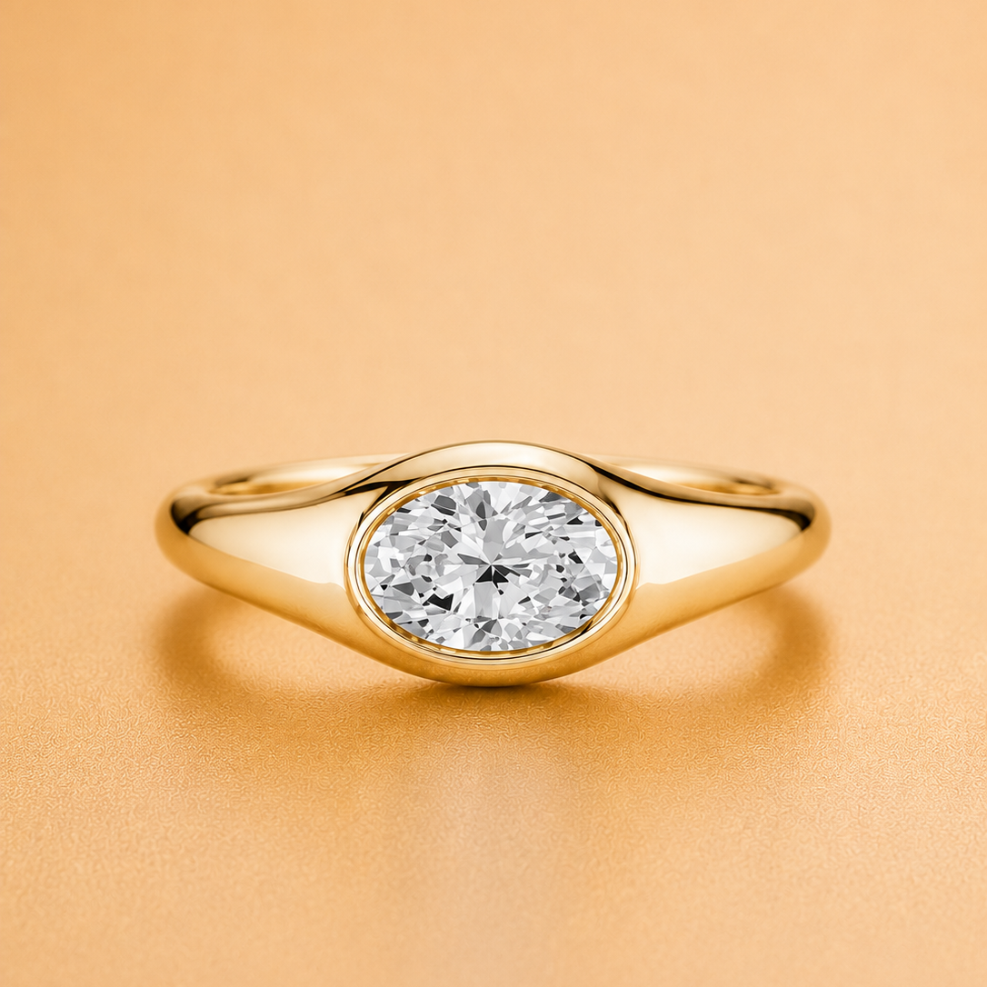 Pear Diamond Bezel Set Solitaire Ring