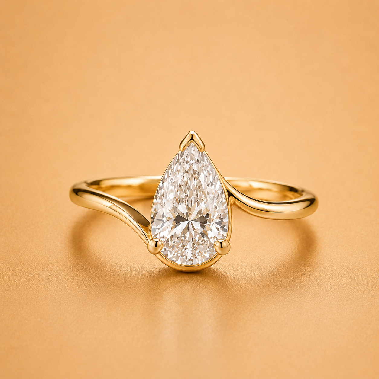Pear Diamond Swirl Solitaire Ring