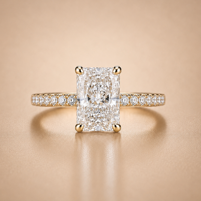 Radiant & Round Accent Diamond Engagement Ring