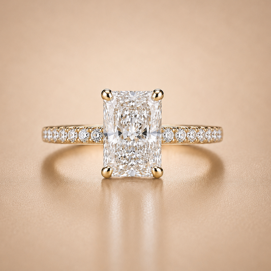 Radiant & Round Accent Diamond Engagement Ring