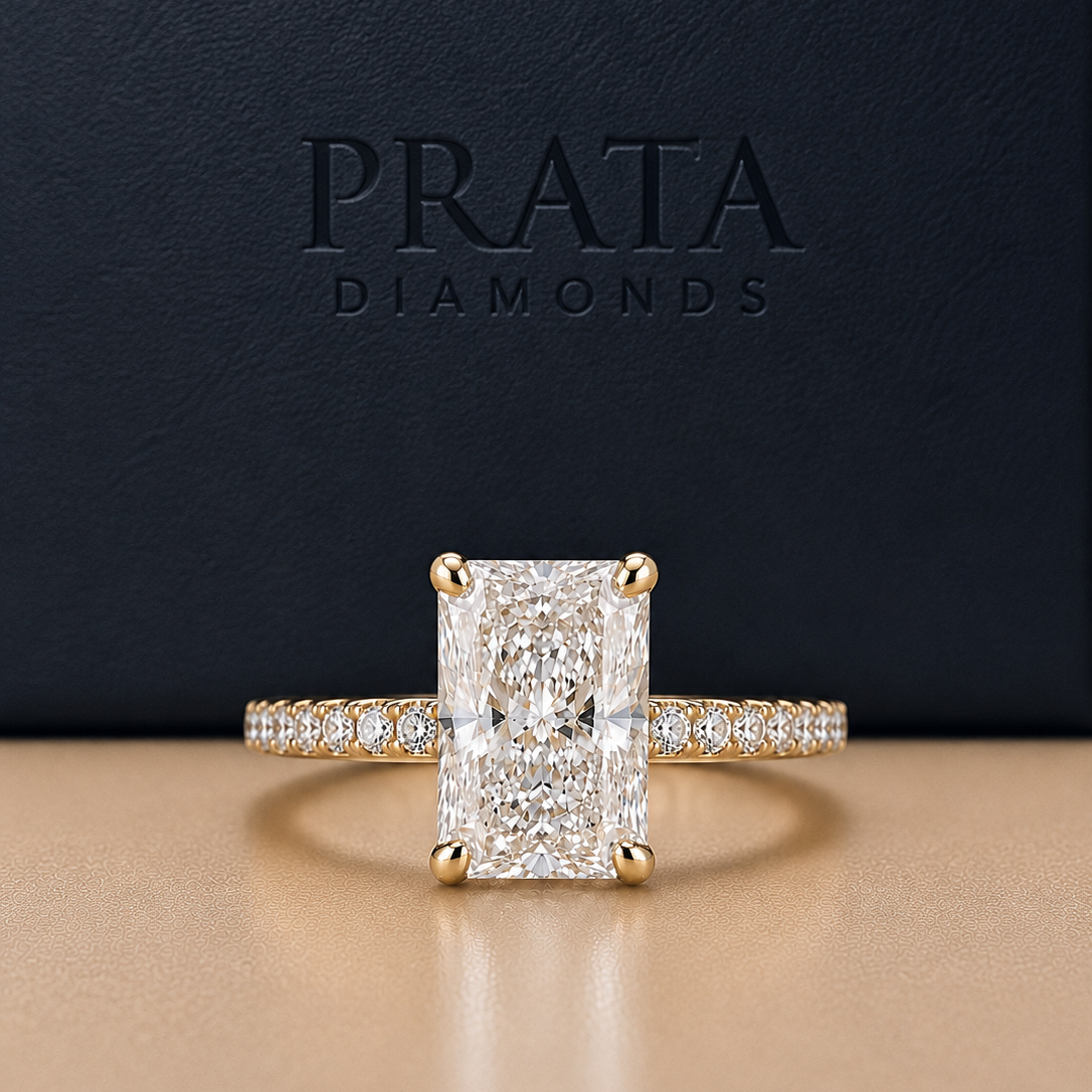 Radiant & Round Accent Diamond Engagement Ring