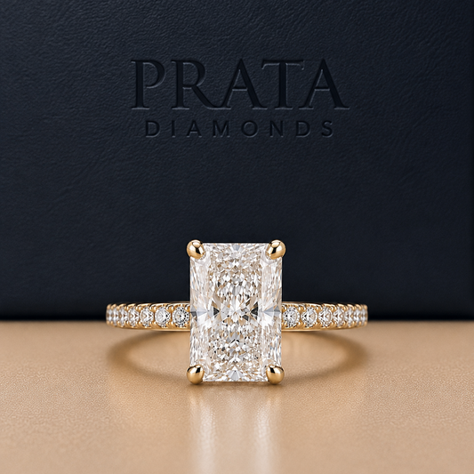 Radiant & Round Accent Diamond Engagement Ring