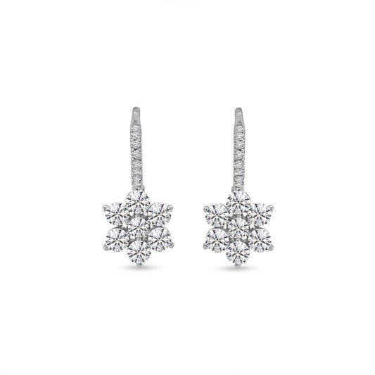 3.51ct Round Brilliant Floral Diamond Drop Earrings