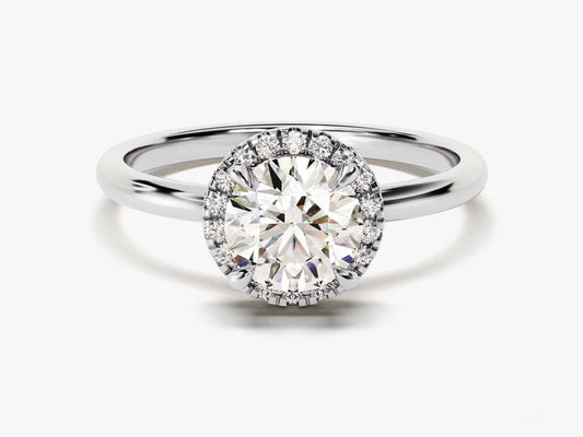 Classic Round Halo Diamond Engagement Ring - GRA Certified