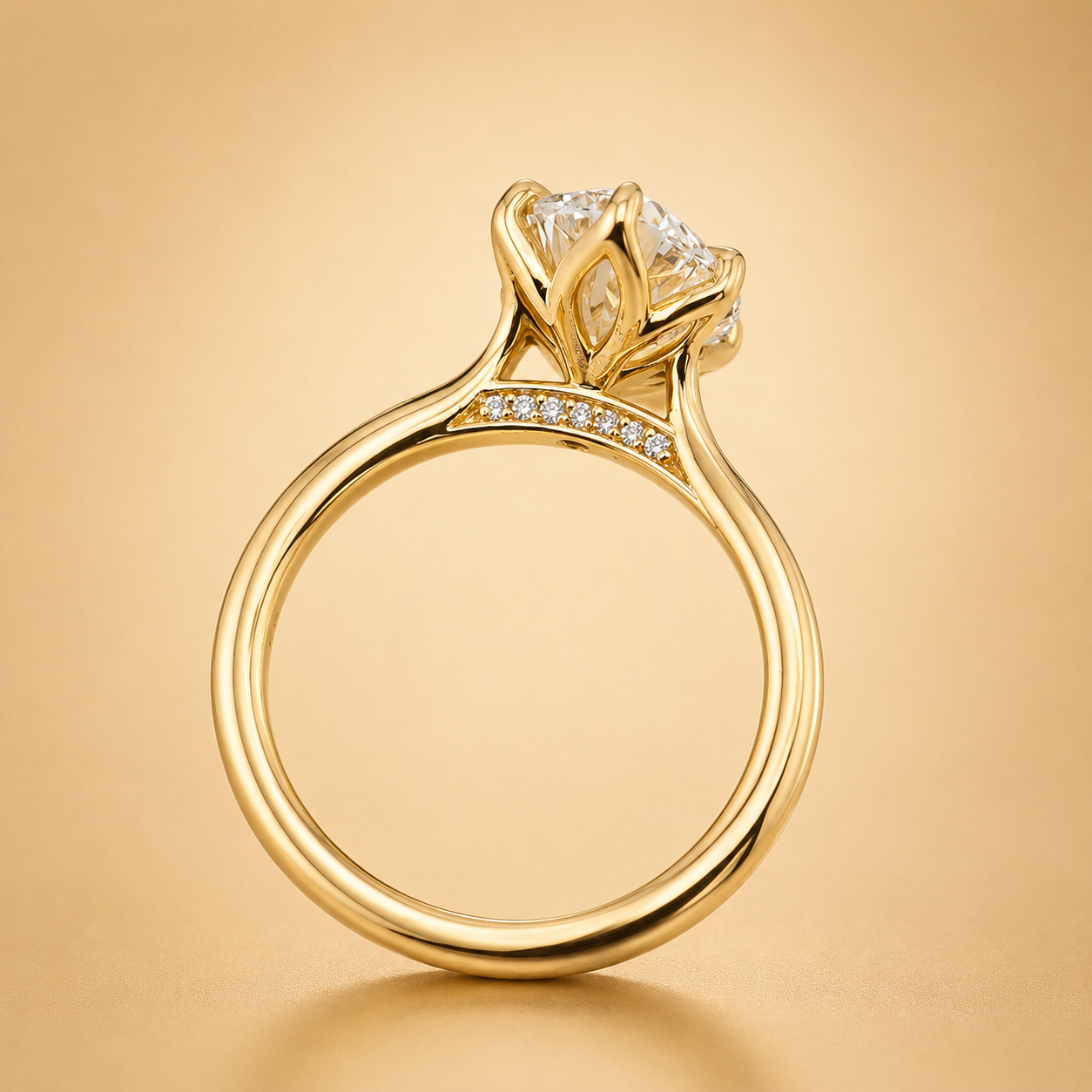 Round Brilliant Diamond Tulip Style Engagement Ring