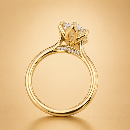 Round Brilliant Diamond Tulip Style Engagement Ring