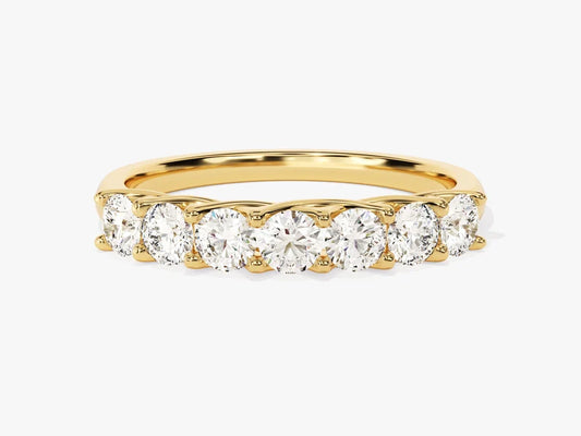 0.70ct Round Seven-Stone Trellis Half-Eternity Wedding Band in 9k Gold