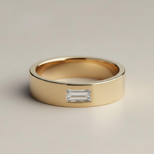 The Baguette Diamond Band Pinky Ring