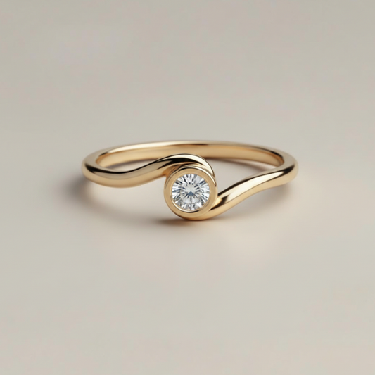 The Diamond Bezel Curve Pinky Ring