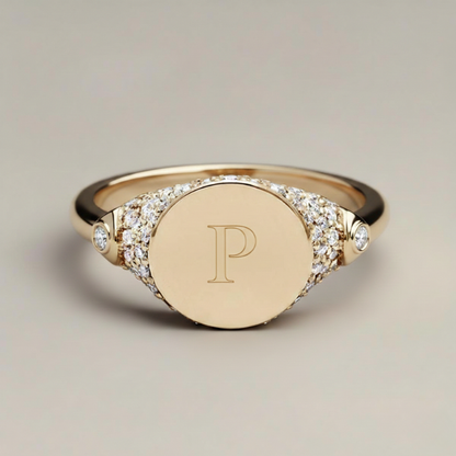 The Diamond Pavé Signet Pinky Ring