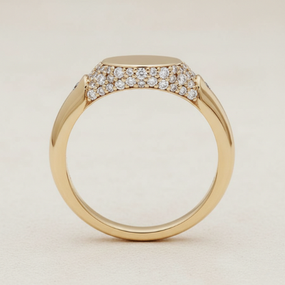 The Diamond Pavé Signet Pinky Ring