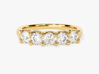 1ct Five-Stone U-Prong Diamond Wedding Band in 9k Gold