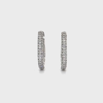 0.87ct Round Brilliant Diamond Huggy Earrings Set in 18k White Gold